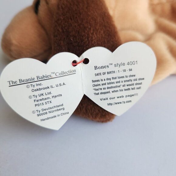 Ty Beanie Babies "BONES" with Tags Style #4001 Beanie Baby Original 9 Inch - Picture 8 of 10